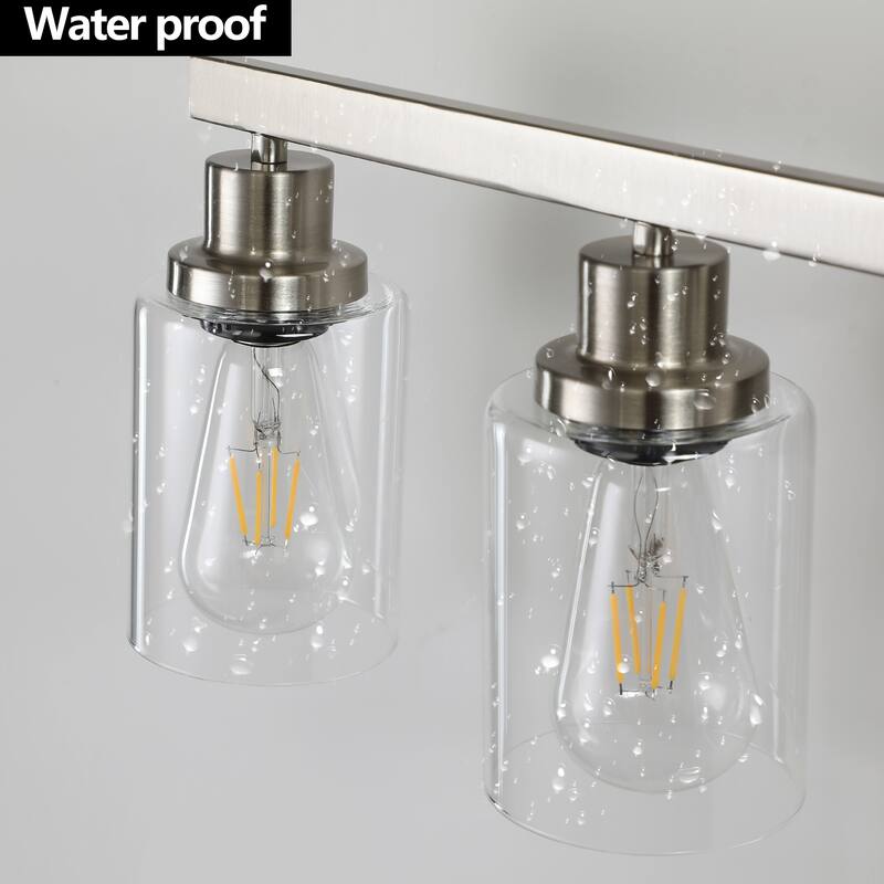 24" 4-Light Vanity Light with Clear Glass Shades, Modern Iron Metal Bathroom Wall Fixture for Mirror (No Bulbs)