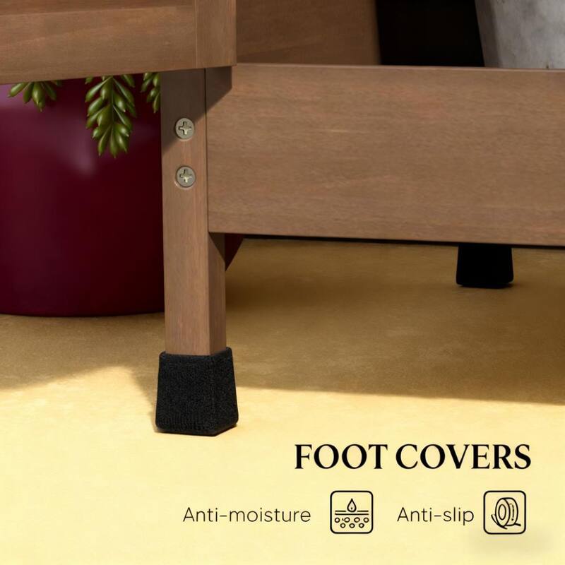 GDFStudio Outdoor Norwyn Fir Wood Potting Bench with Protective Finish and Storage