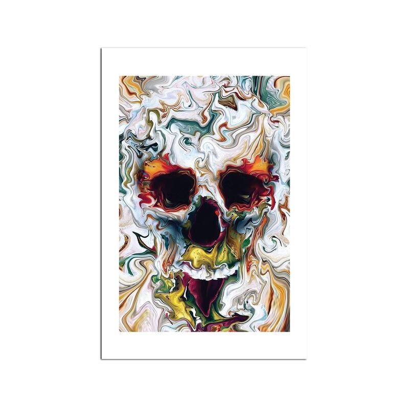Skull Abstract Fine Art Paper Print by Riza Peker - Multi