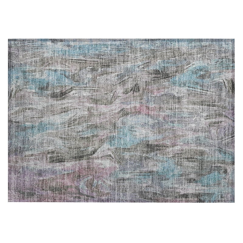 Machine Washable Indoor/ Outdoor Brushstrokes Modern Chantille Rug