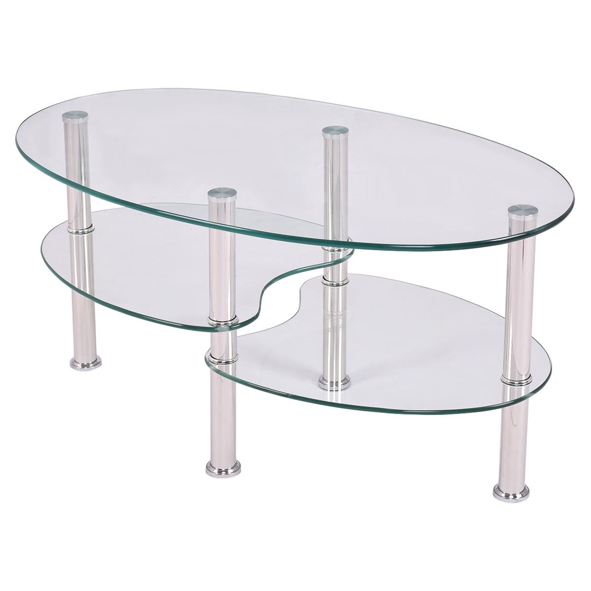 Shop Tempered Glass Oval Side Coffee Table Transparent