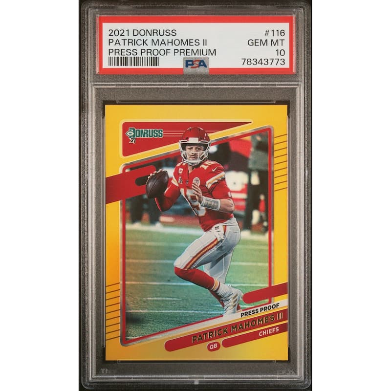 Patrick Mahomes 2021 Panini Donruss Press Proof Premium Card #116 Graded PSA 10 - 8'6" x 11'6"
