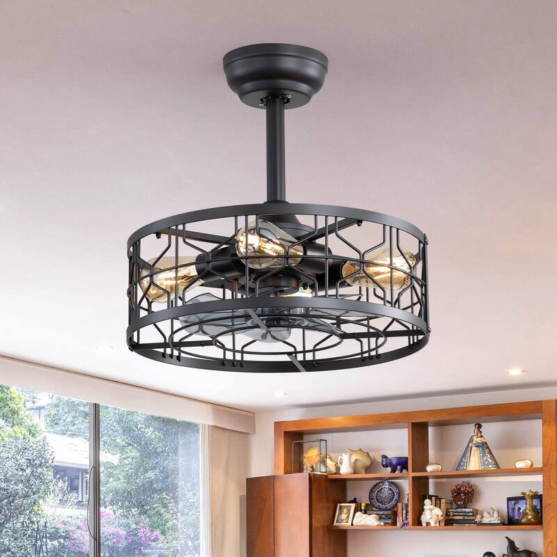 16.5-in Black Chandelier Ceiling Fan with Remote Light(7-blade) - Remote