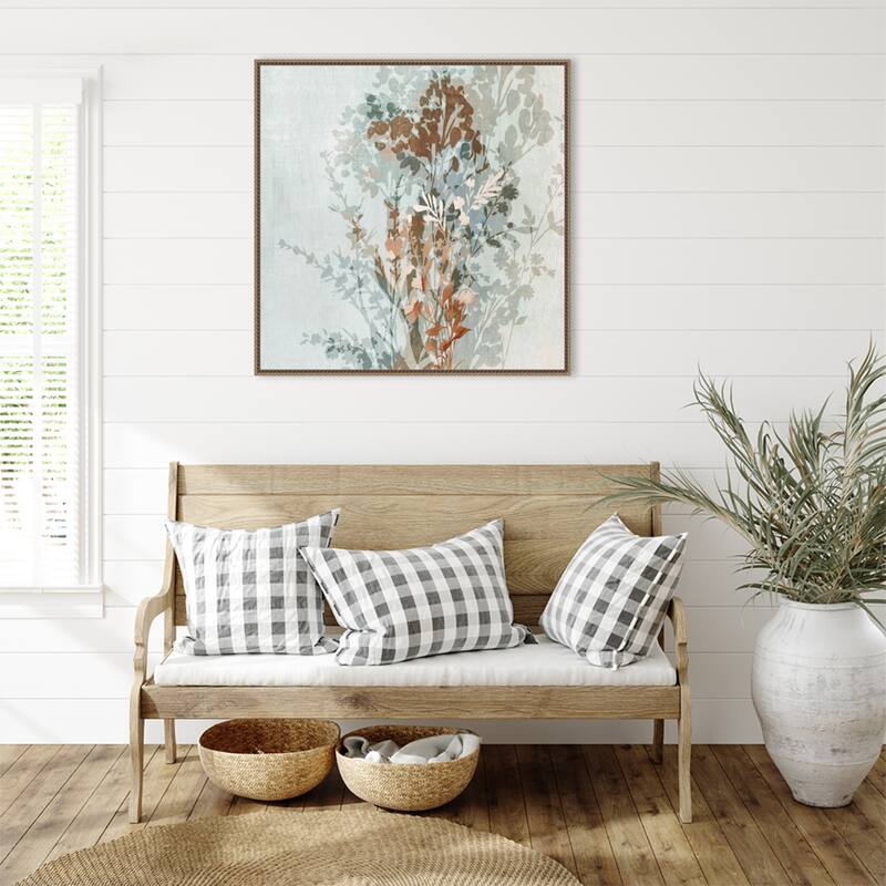 Muted Layers of Floral Shadows by Alex Black Framed Canvas Wall Art Print