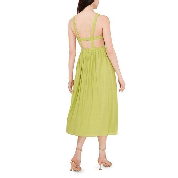 1 state green dress 1. STATE Smocked Neck Dress in Blue River