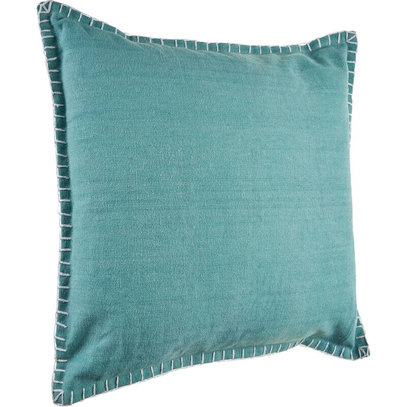Sevita Gray Barn Piper Down Teal Throw Pillow with Embroidered Edges
