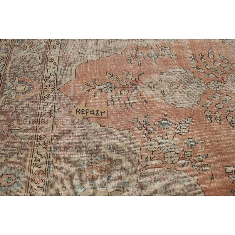 Orange Tabriz Persian Vintage Area Rug Handmade Wool Carpet - 7'9"x 11'0"