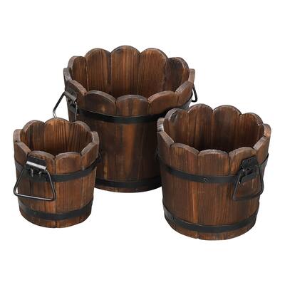 3pcs Outdoor Reinforced And Anticorrosive Chinese Fir Planting Pot