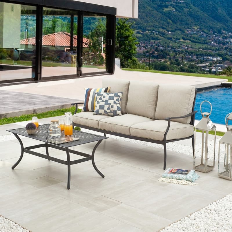 PATIO FESTIVAL 3-Seater Outdoor Sofa with Coffee Table Set