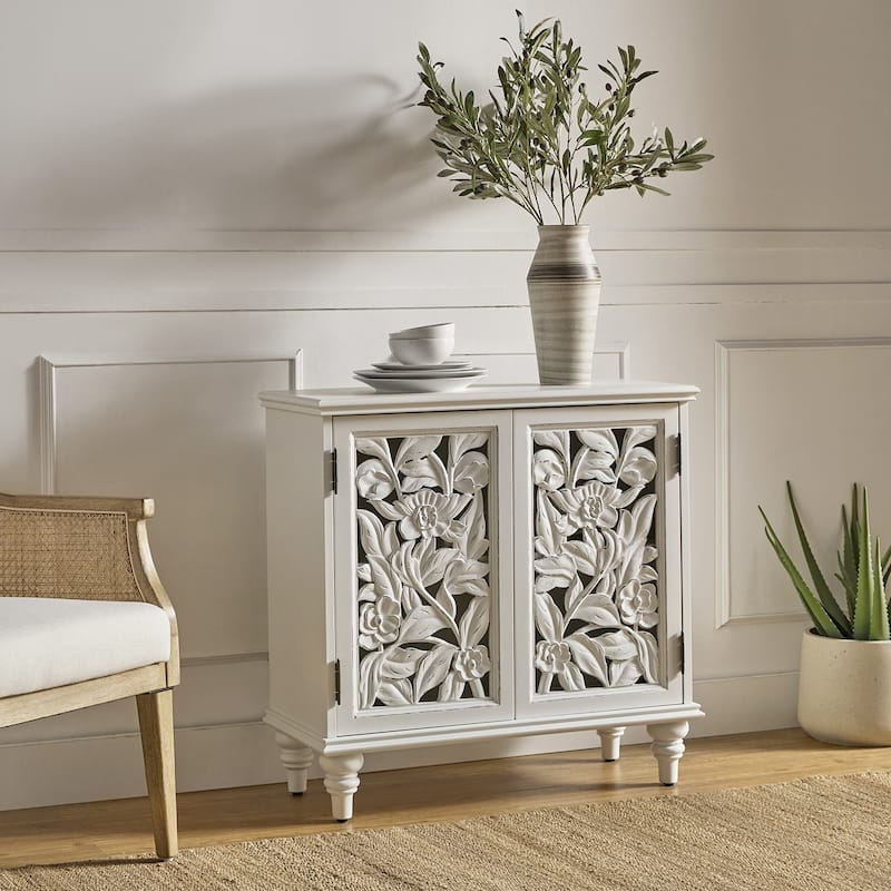 Alban Traditional 32"Tall 2 Hollow Door Accent Cabinet with LED light by HULALA HOME