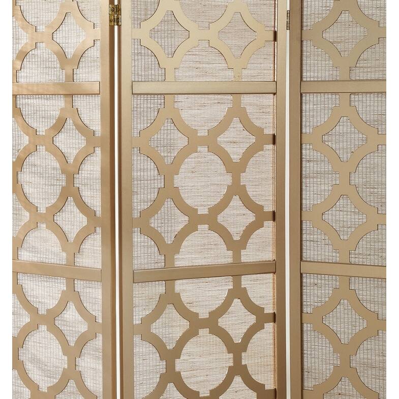 Roundhill Furniture Quatrefoil Infused Diamond Design 4-panel Room Divider