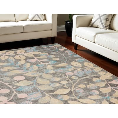 HomeRootsBotanical Leaves Cottage Rectangle Area Rug - 108' X '72' X '0.5