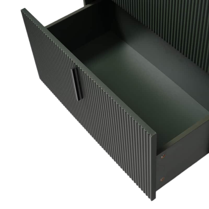 Fluted Bathroom Vanity with Ceramic Sink, Freestanding Bathroom Storage Cabinet, Bathroom Vanities with Full-Extension Drawers