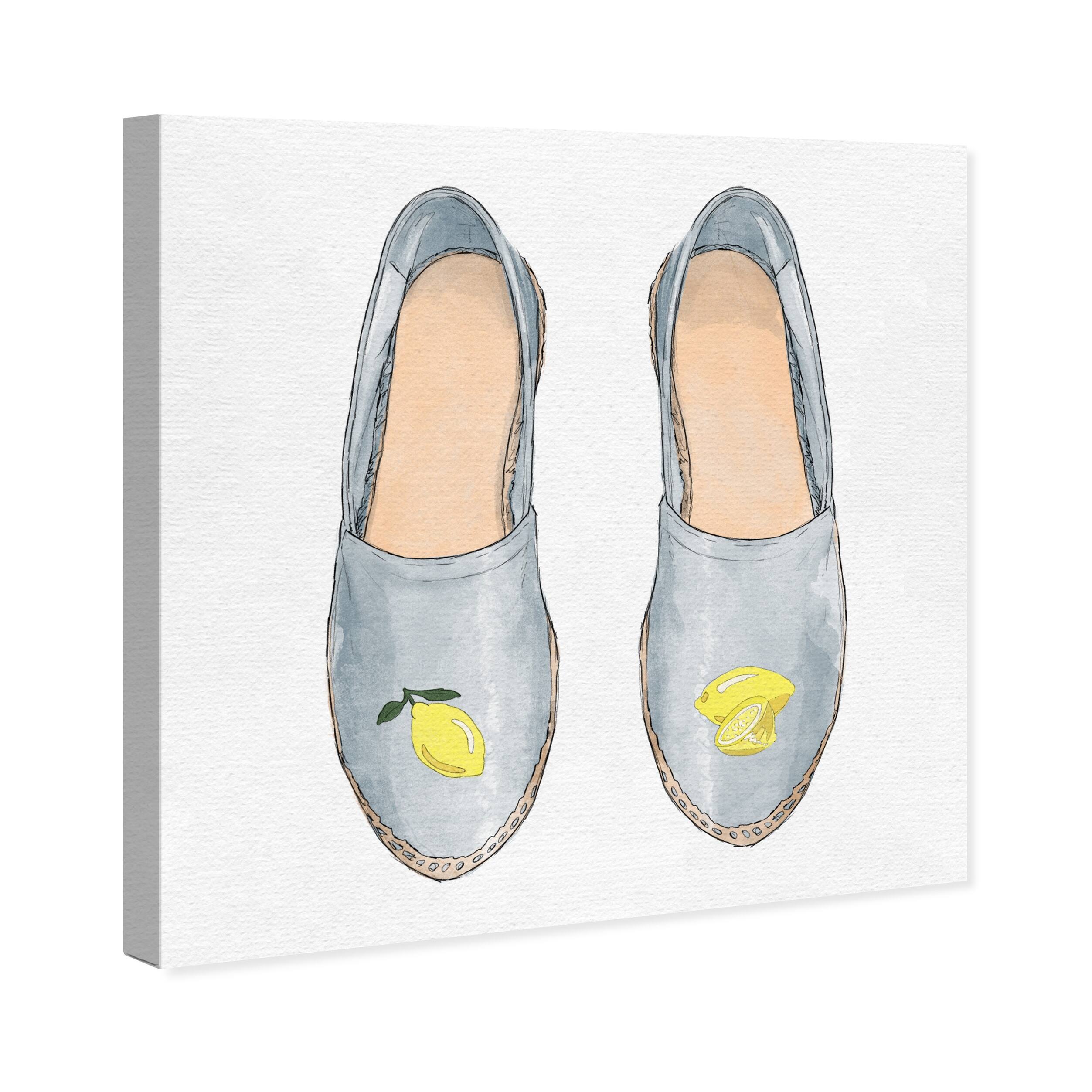 Wynwood Studio 'Spring Lemon Slippers' Fashion and Glam Wall Art Canvas ...