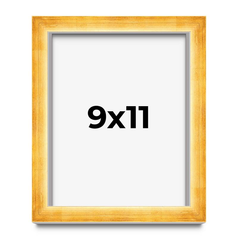 9x11 Shadow Box Frame Gold | 1.625 Inches Deep Real Wood Traditional