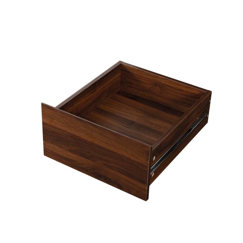 Anmytek Expandable Storage Cabinet Desk Combo 2 in 1 Small Space Workstation Walnut