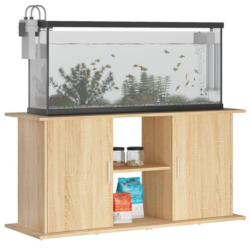 vidaXL Aquarium Stand Sonoma oak Engineered wood 47.6 x 16.1 x 22.8 in - 16.1 x 47.6 x 22.8
