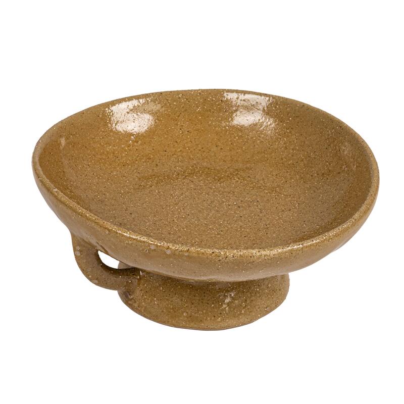 Stoneware Footed Pedestal Bowl with Handles