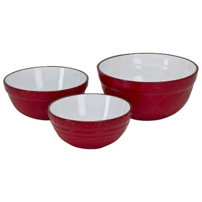 Omniware Set of 3 Mixing Bowls with Embossed Design - 10.5" D X 5" H