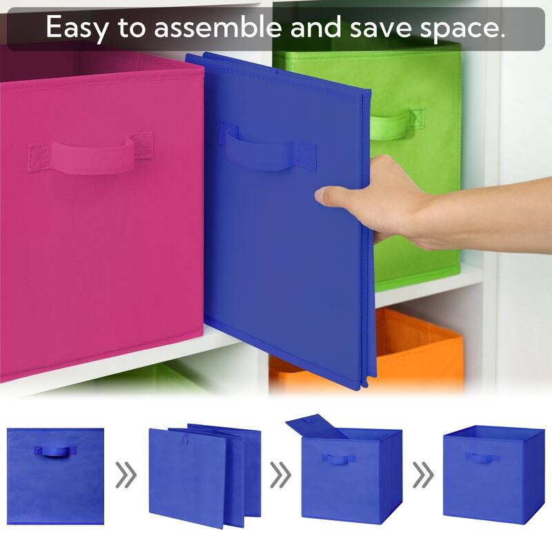 6 Pack Fabric Storage Cube Bins, Collapsible Cube Organizers with Handles