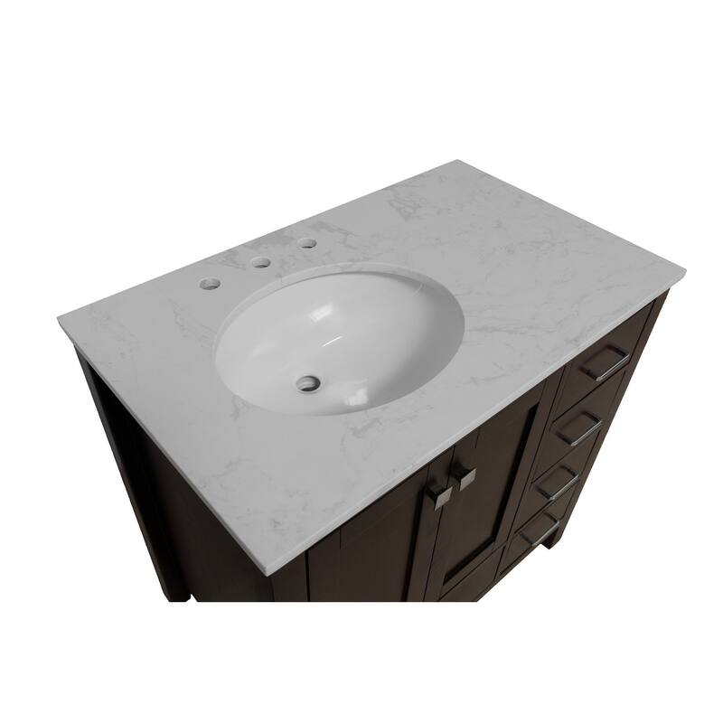 KitchenBathCollection Horizon 36" Bathroom Vanity with Engineered Carrara Top