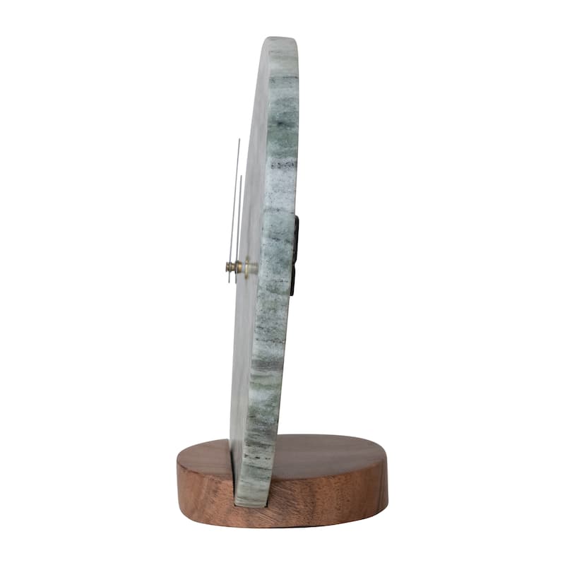 Marble Clock on Acacia Wood Base