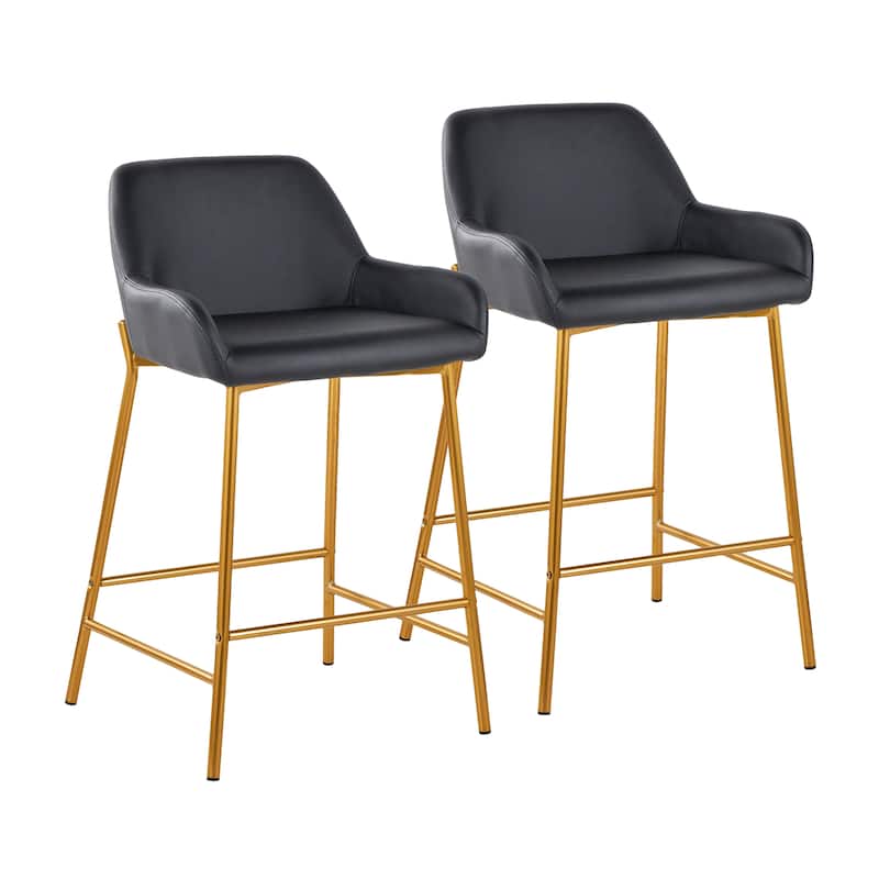 Silver Orchid Galotti Gold Fixed-Height Upholstered Counter Stool - Set of 2