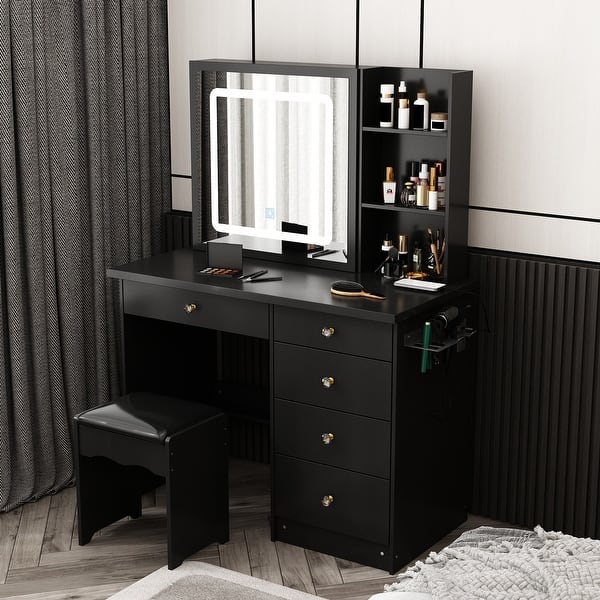 HOMEVOL Vanity Desk Makeup Table Sliding Lighted Mirror Dresser Bracket Outlet Dresser - On Sale - Bed Bath & Beyond - 37827451 HOMEVOL Vanity Desk Makeup Table Sliding Lighted Mirror Dresser Bracket Outlet Dresser - On Sale - Bed Bath & Beyond - 37827451