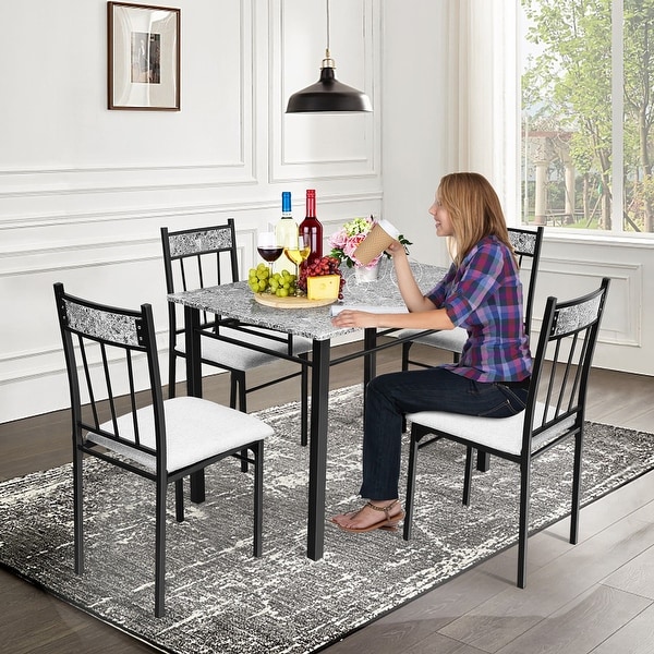 5 Piece Kitchen Dining Table Set Modern Table and Chairs Set On