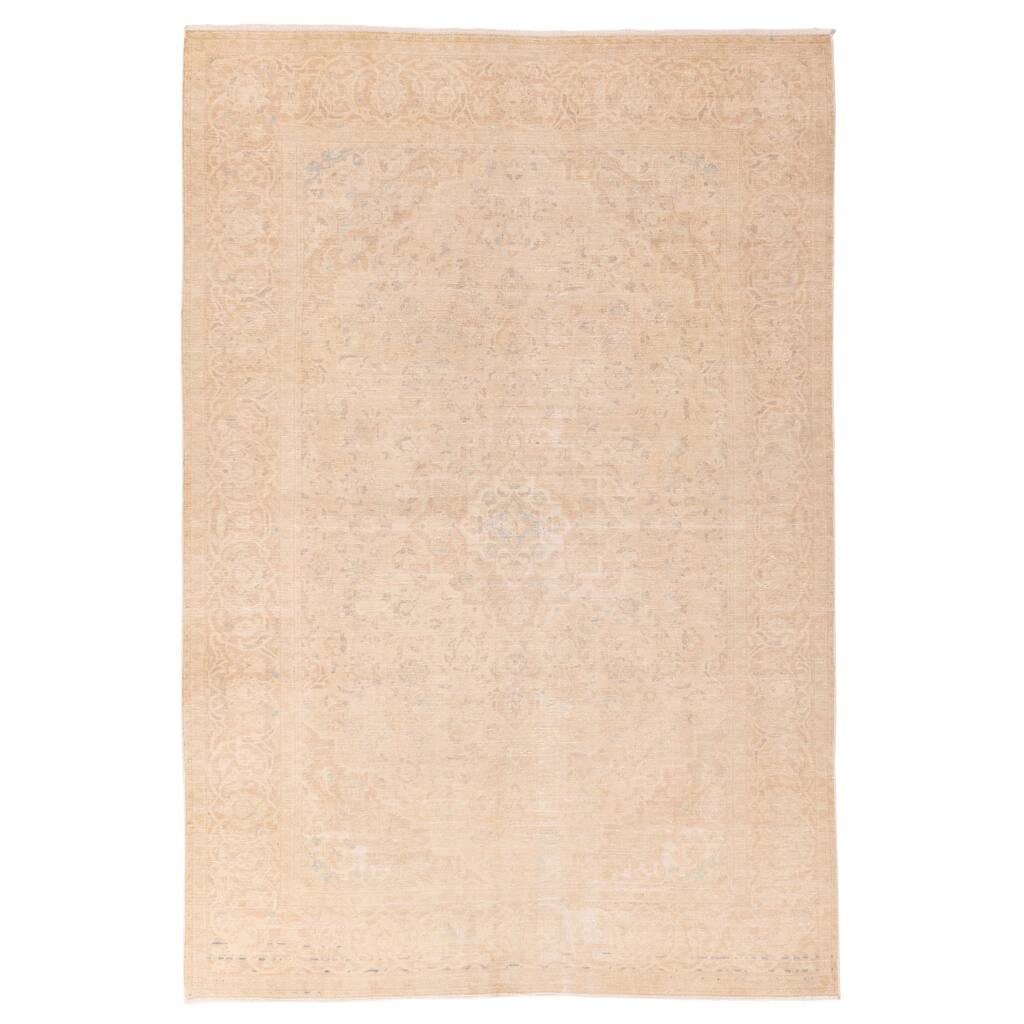 ECARPETGALLERY Hand-knotted Antalya Vintage Beige, Ivory Wool Rug - 6'6 x 9'9