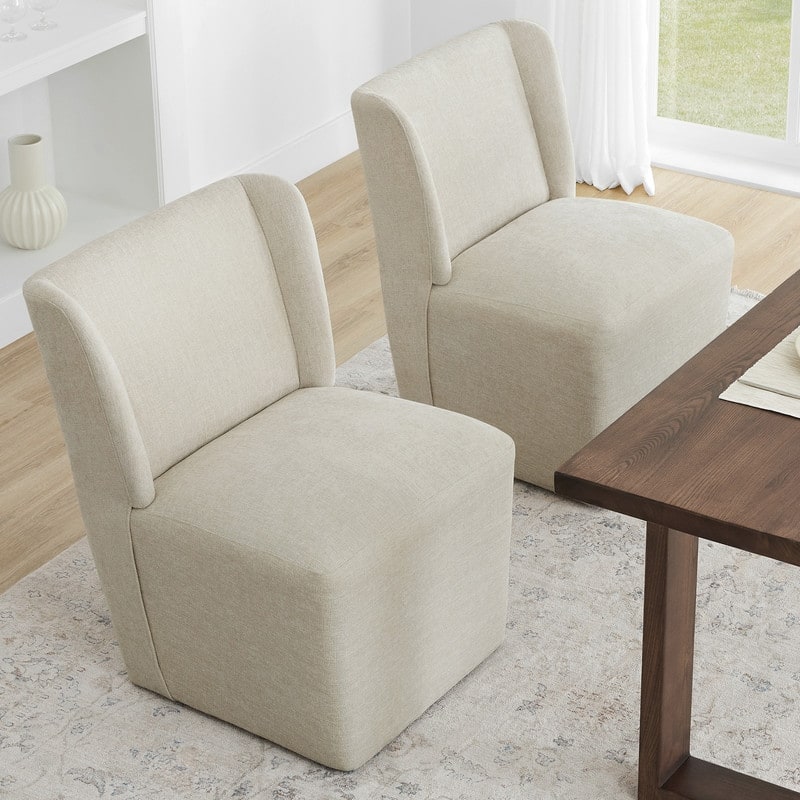 Spruce & Spring Iris Modern Upholstered Fabric Dining Chair with Casters