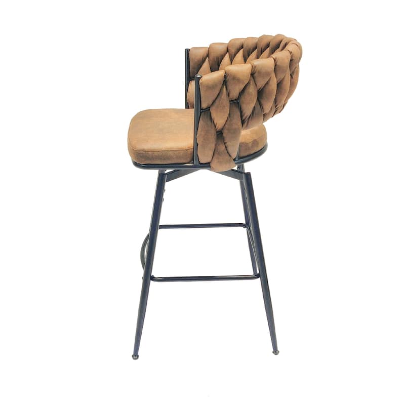 Upholstered Counter Stool Arm Chairs Set of 2