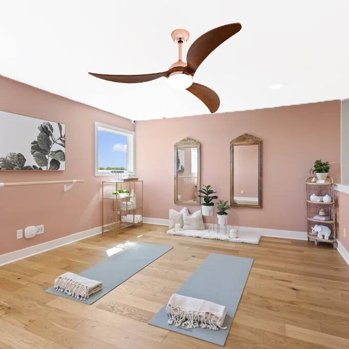 Sofucor 45 Inch Ceiling Fan with Light and Remote,Indoor/Outdoor with 3-Timer,Low Profile Quiet for Bedroom Living Room Patio