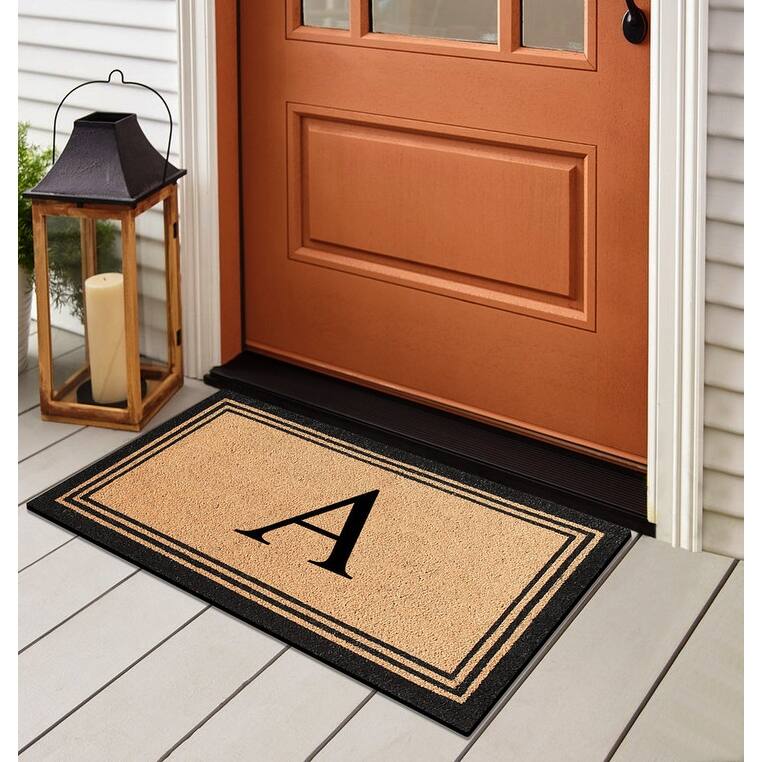 A1HC Natural Coir Monogrammed Heavy Duty PVC Backing Doormat