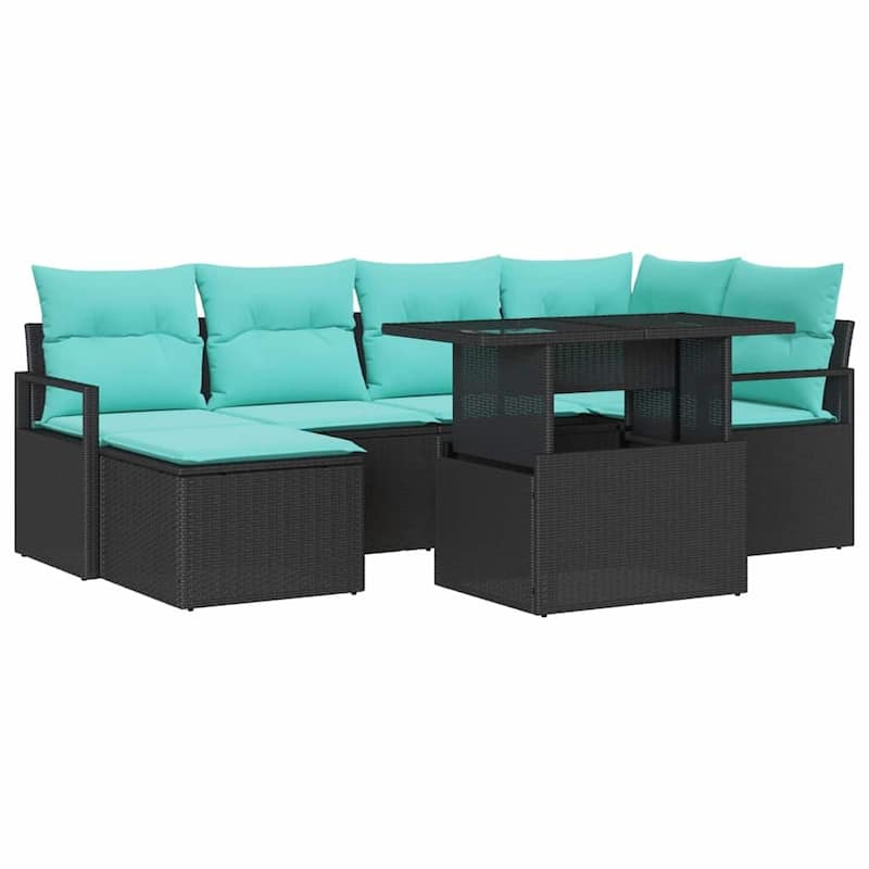 vidaXL 7 Piece Garden Sofa Set with Cushions - 91.3×48×27.2