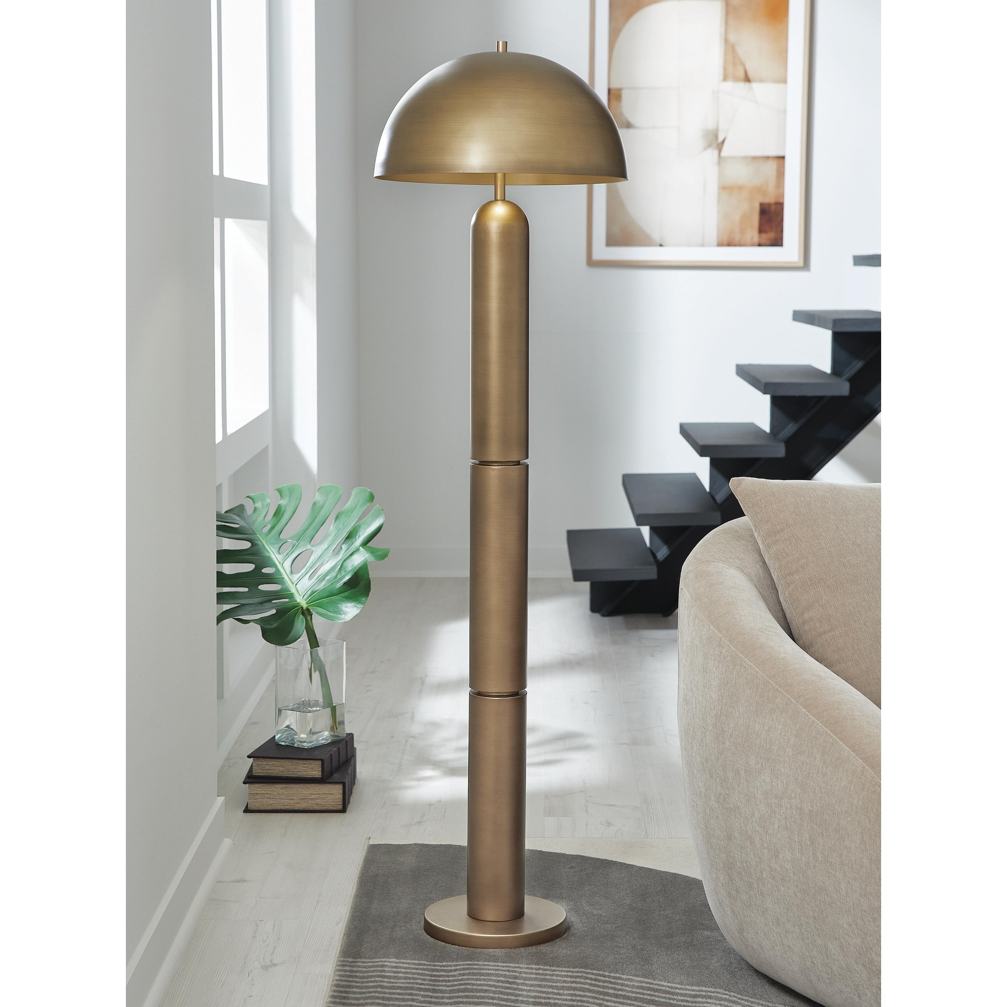 Signature Design by Ashley Wendfield Antique Gold Floor Lamp - 17"W x 17"D x 61"H