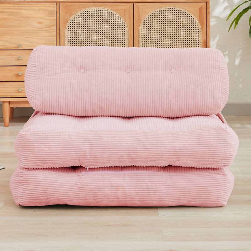 Mixoy W32''/W50'' Corded Velvet Fabric Folding Floor Lazy Futon Sofa Bed