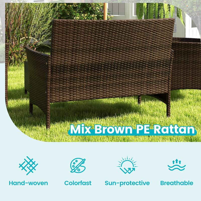 Costway 4 PCS Patio Furniture Set with Washable Cushions and Tempered - See Details