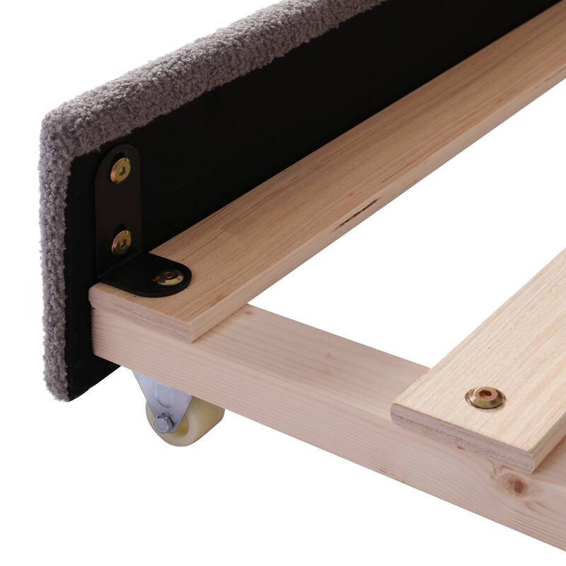 Comfort & Soft Daybed with LED & Trundle, Curve Design-Full Size, Grey