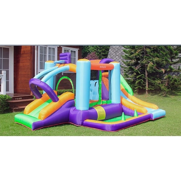 slide 2 of 6, Bounce House for Kids and Toddler, Inflatable Bouncy Castle with Blower Outdoor Indoor Backyard Jumping House with Slide Kids