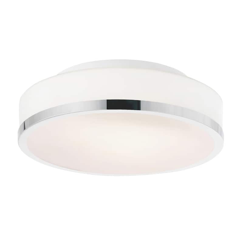 Frosted 2 Light Drum Shade Flush Mount With Satin Nickel Finish - Satin Nickel - Satin Nickel