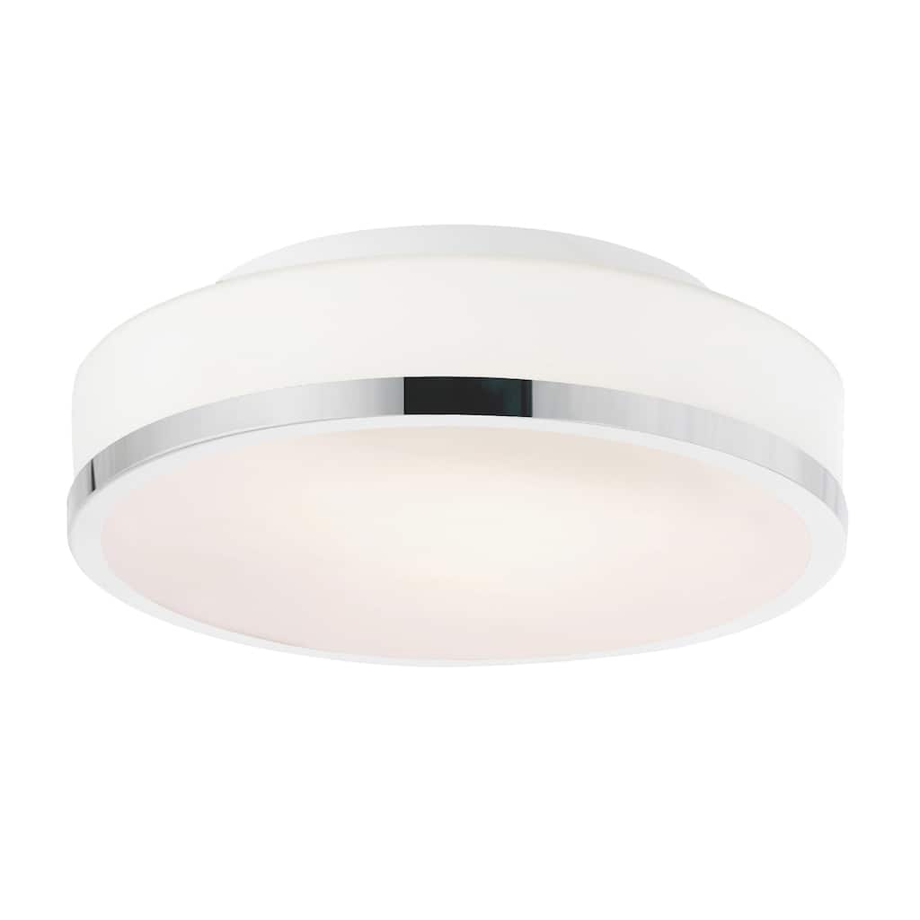 Frosted 2 Light 10in Satin Nickel Drum Shade Flush Mount - Satin Nickel