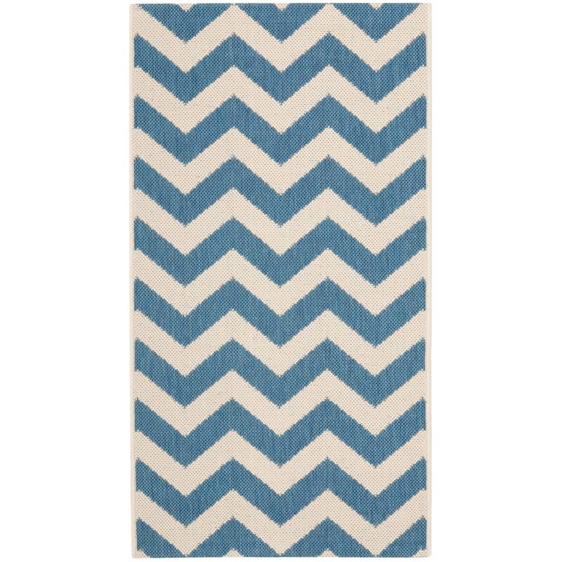 SAFAVIEH Courtyard Reeta Indoor/ Outdoor Waterproof Patio Backyard Rug - 2'x3'7" - Blue/Beige