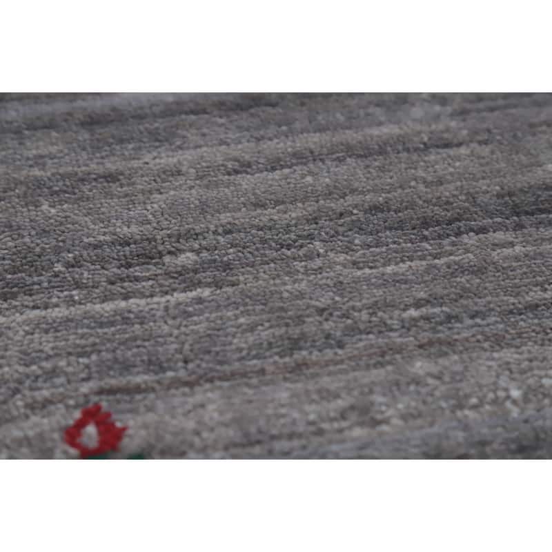 Hand Knotted Oriental 100% Wool Carpet Tribal Animal Pictorial Greys & Charcoal Gabbeh Area Rug - 11' 6'' X 8' 9''