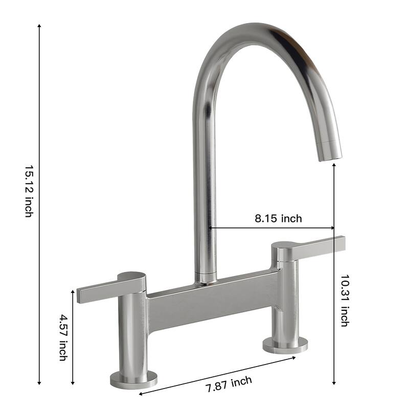 WIZ Modern 2 Holes Deck Mount Bridge Kitchen Faucet