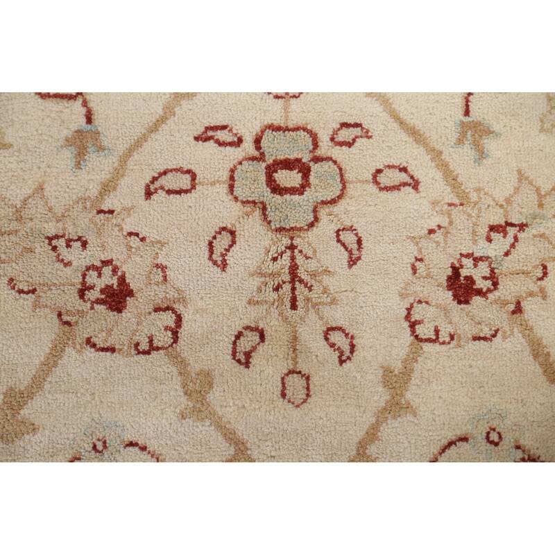 Hand Knotted Oriental 100% Wool Carpet Traditional Floral Beige & Ivories Chobi-Peshawar Area Rug - 11' 2'' X 5' 0''