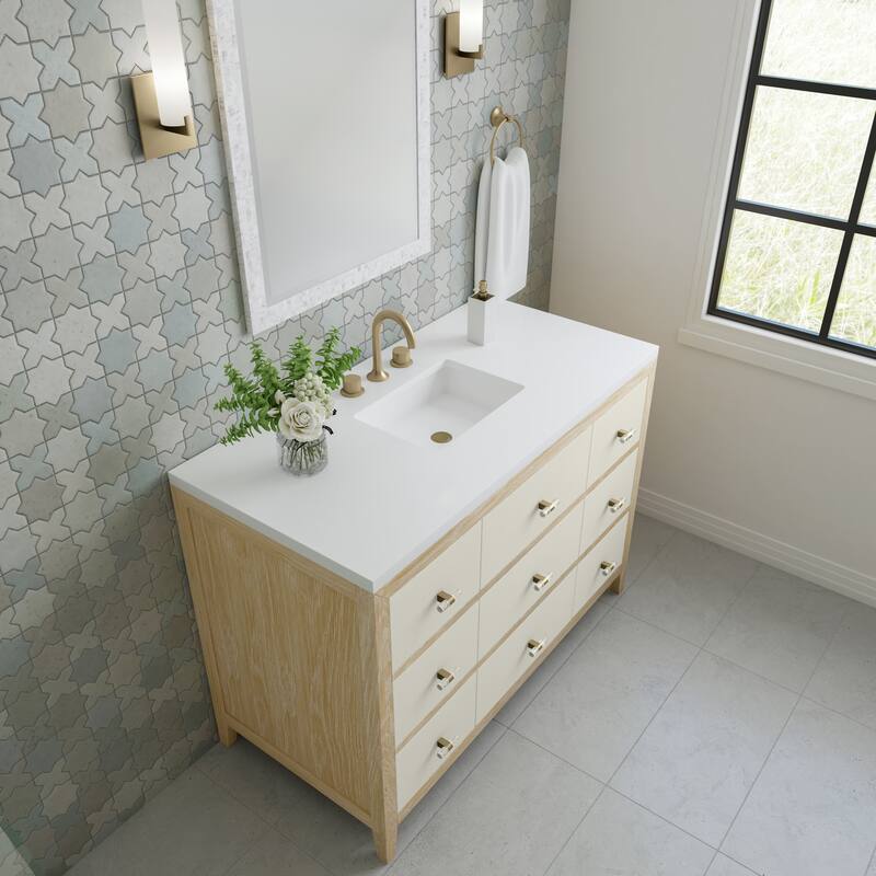 James Martin Vanities Celeste 48" Single Vanity, Sunwashed Oak with Embossed Shagreen