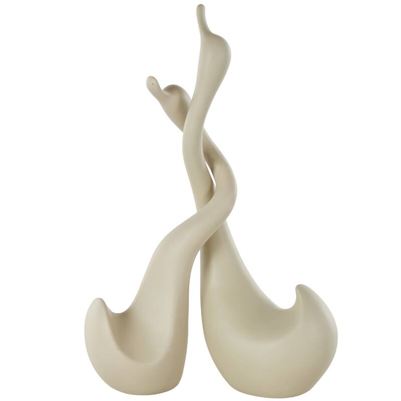 Beige Ceramic Intertwined Swan Decorative Sculpture (Set of 2)