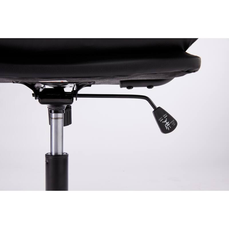 Black Mid Back Leather Office Chair with Arms and Wheels for Home Office