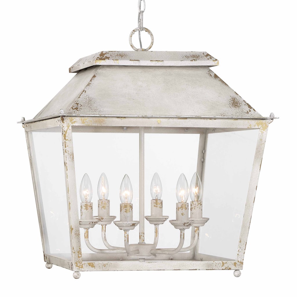 Golden Lighting Abingdon 6-light Pendant in Antique Ivory - Black